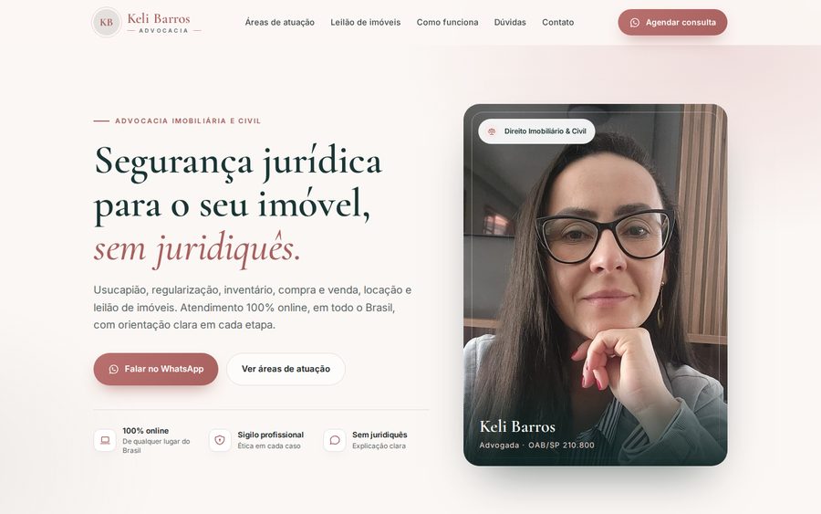 Prévia do site Keli Barros Advocacia